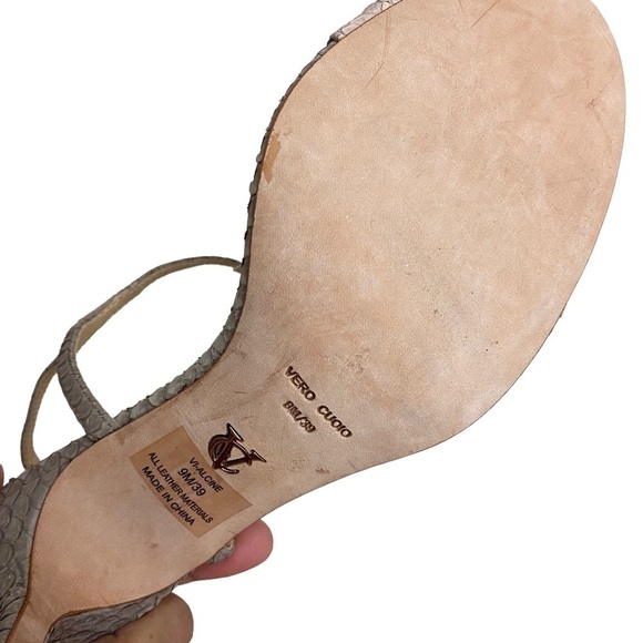 VC Signature Vi-Alcine Leather Snakeskin Heels in Tan Size 9 - Picture 5 of 6
